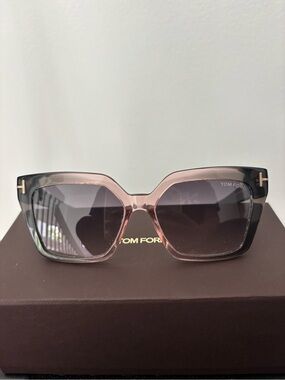 Tom Ford Women's Gradient Blush to Black Oversized Square Sunglasses